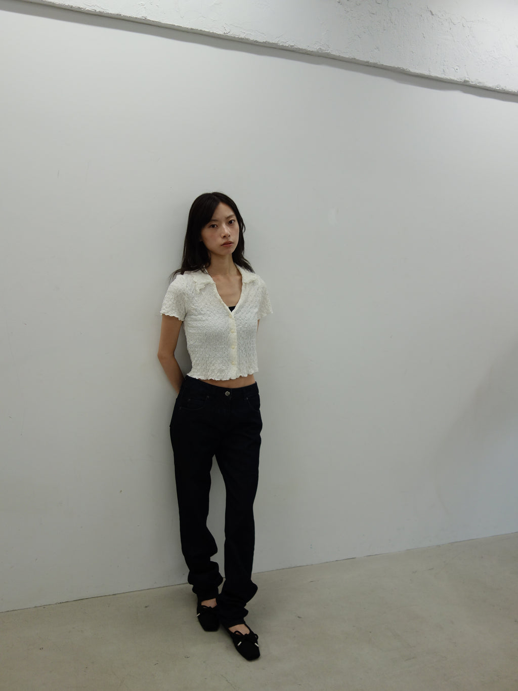 vintage white textured top