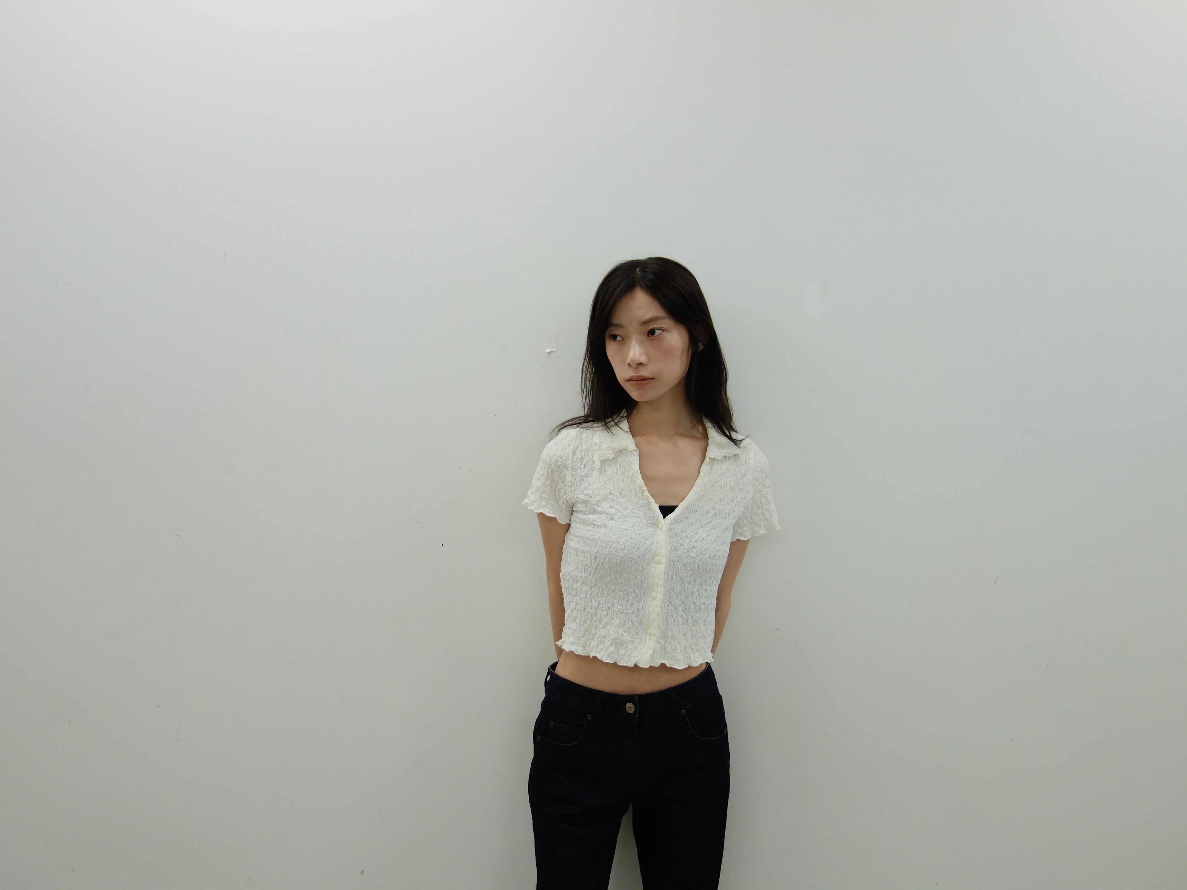 vintage white textured top