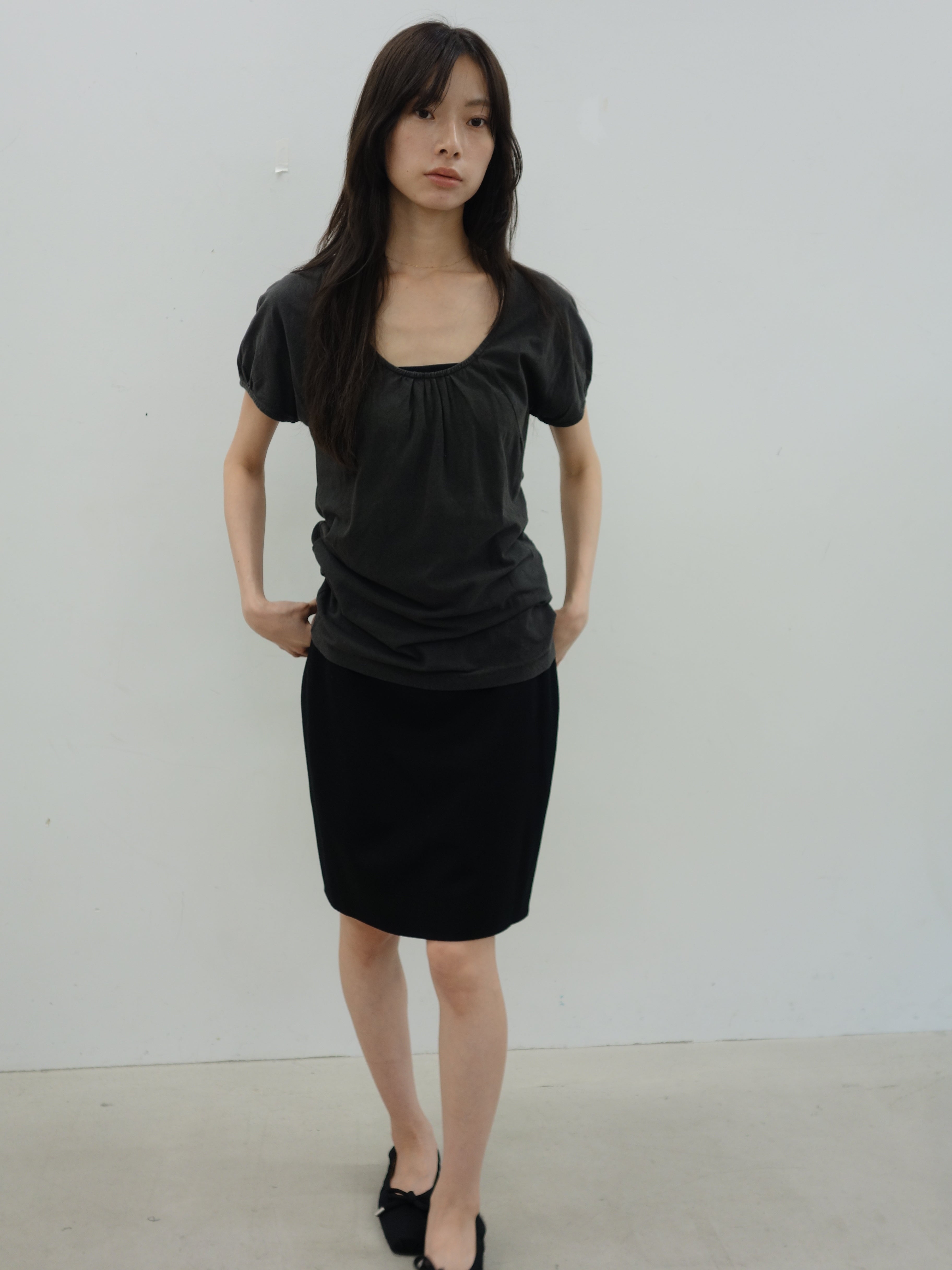 Dries Van Noten charcoal gathered tee