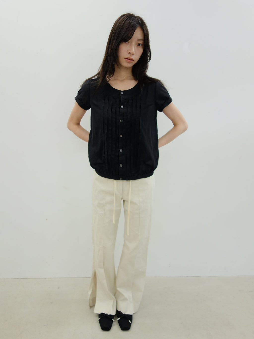 A.P.C. black pintuck blouse
