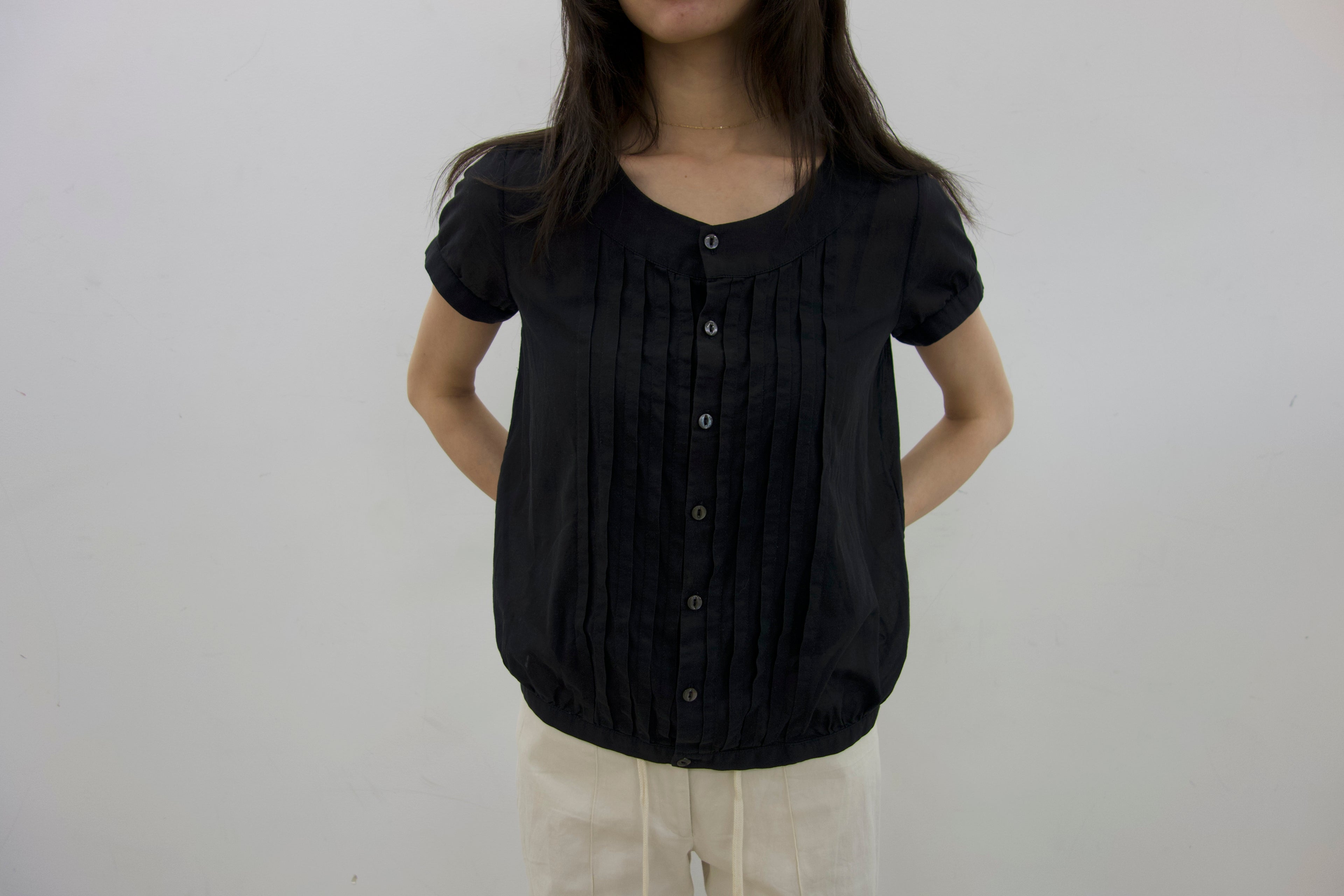 A.P.C. black pintuck blouse