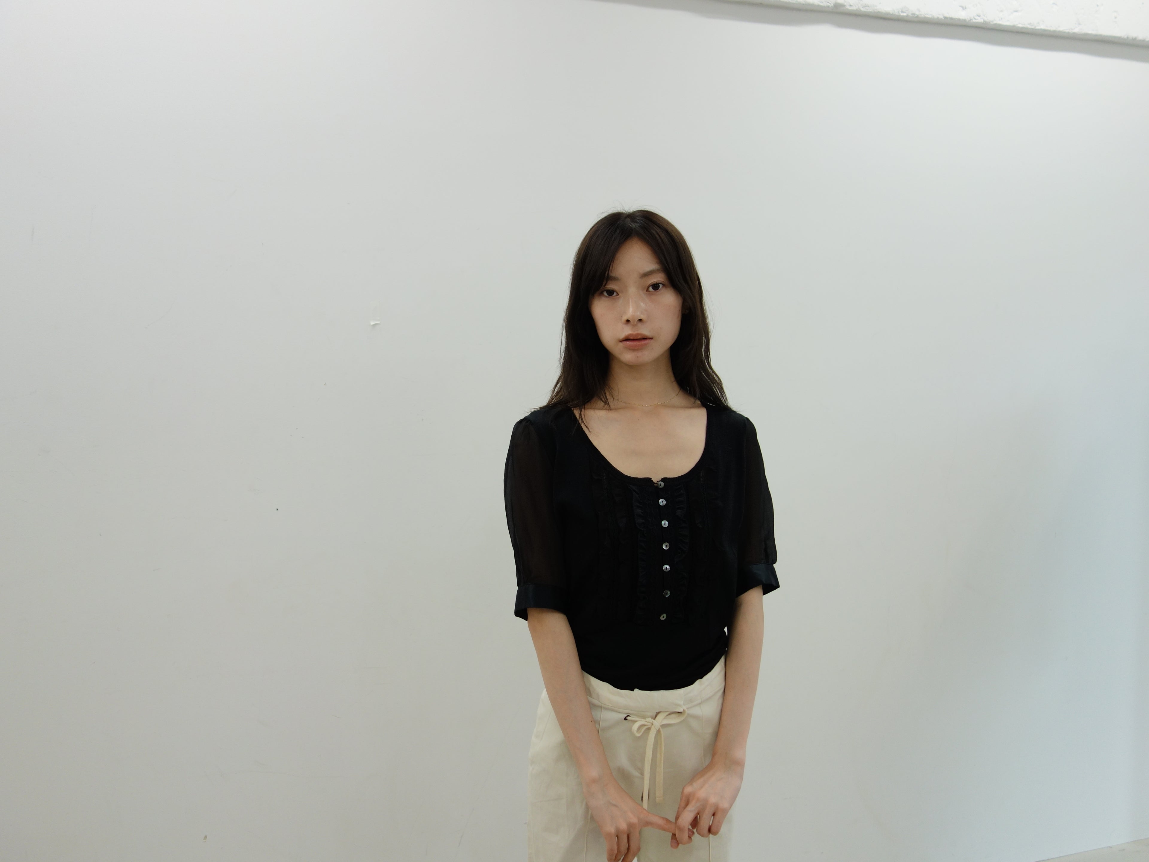Max Mara black ruffle blouse