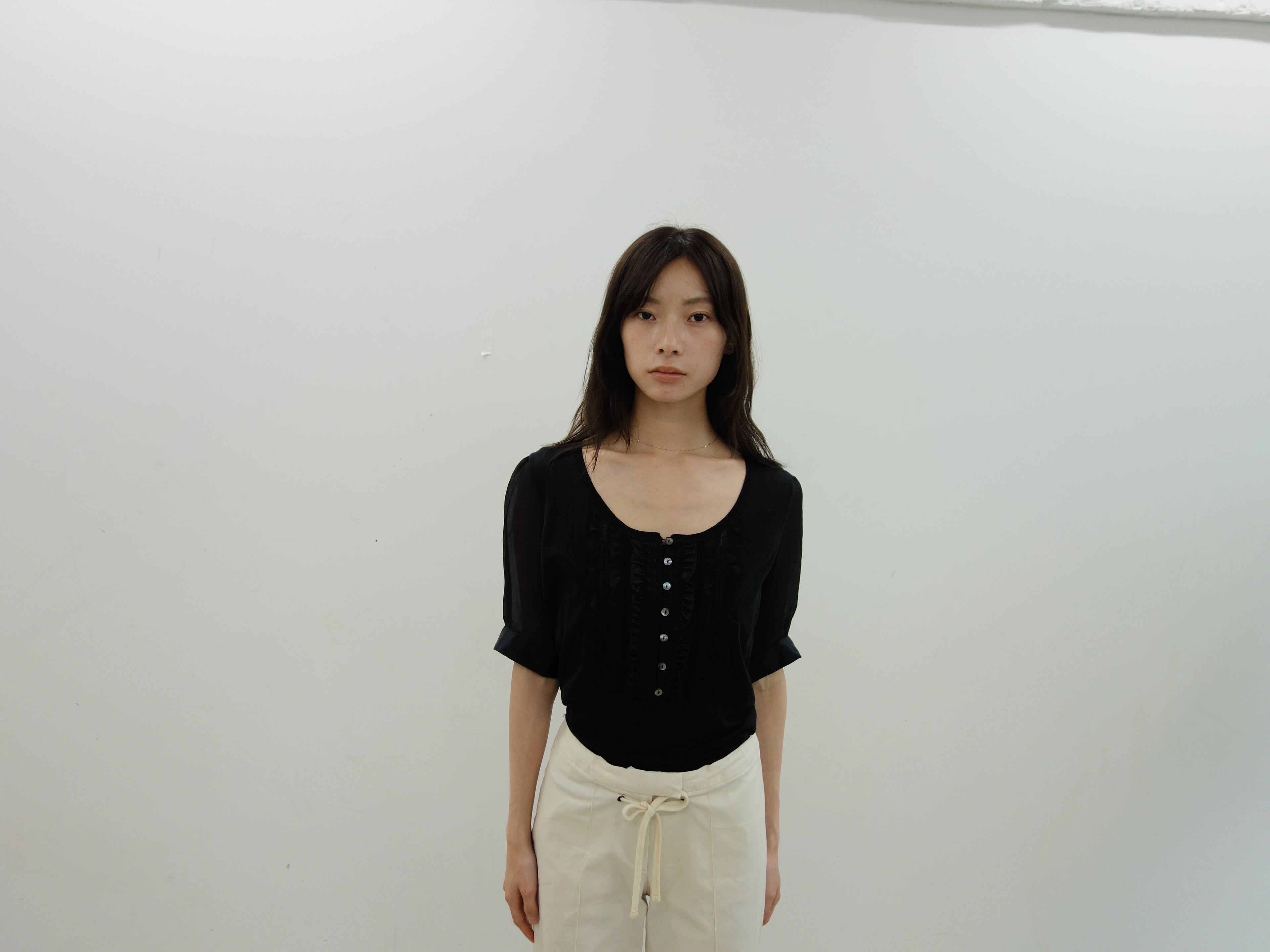 Max Mara black ruffle blouse