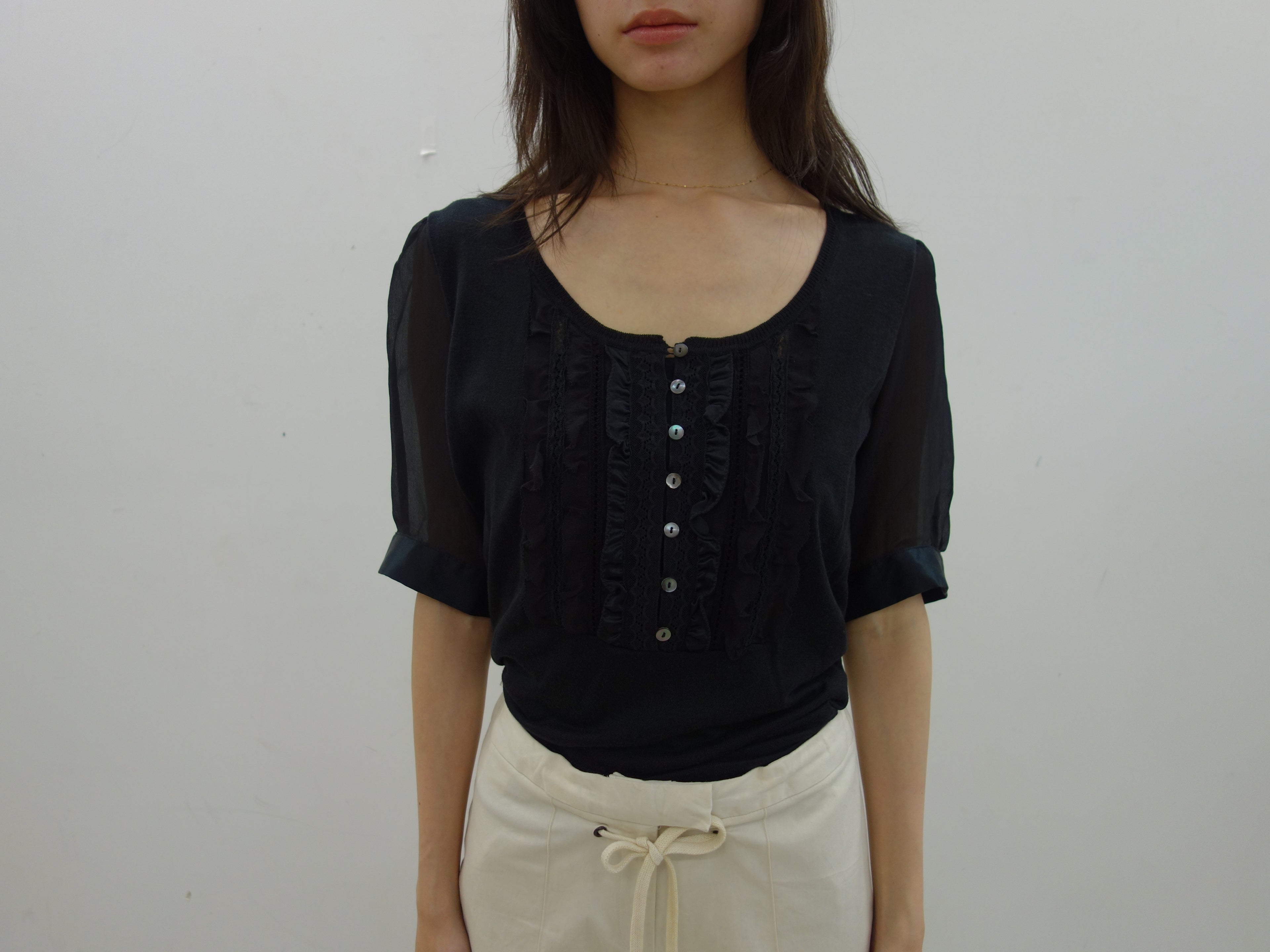Max Mara black ruffle blouse