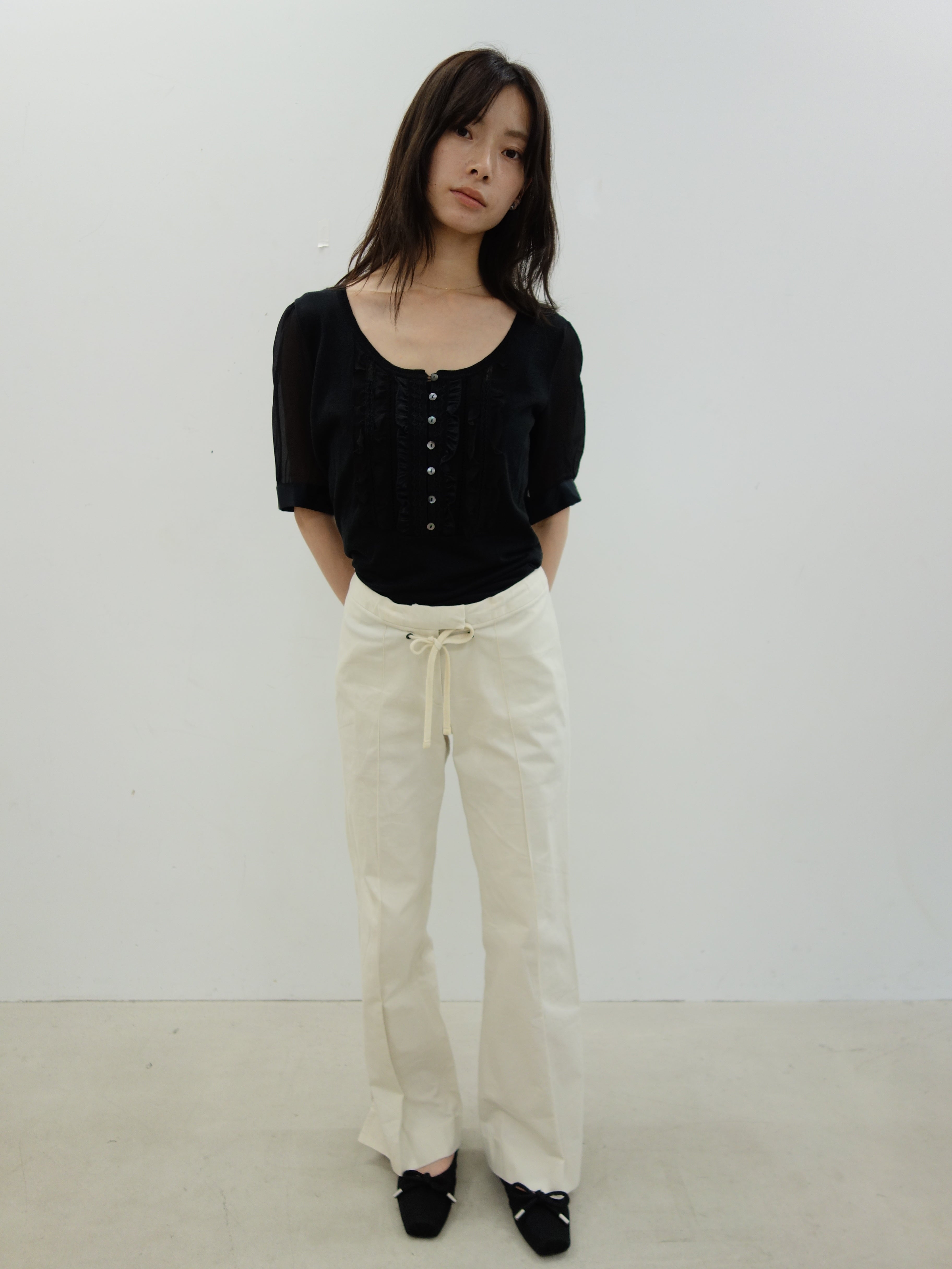 Max Mara black ruffle blouse