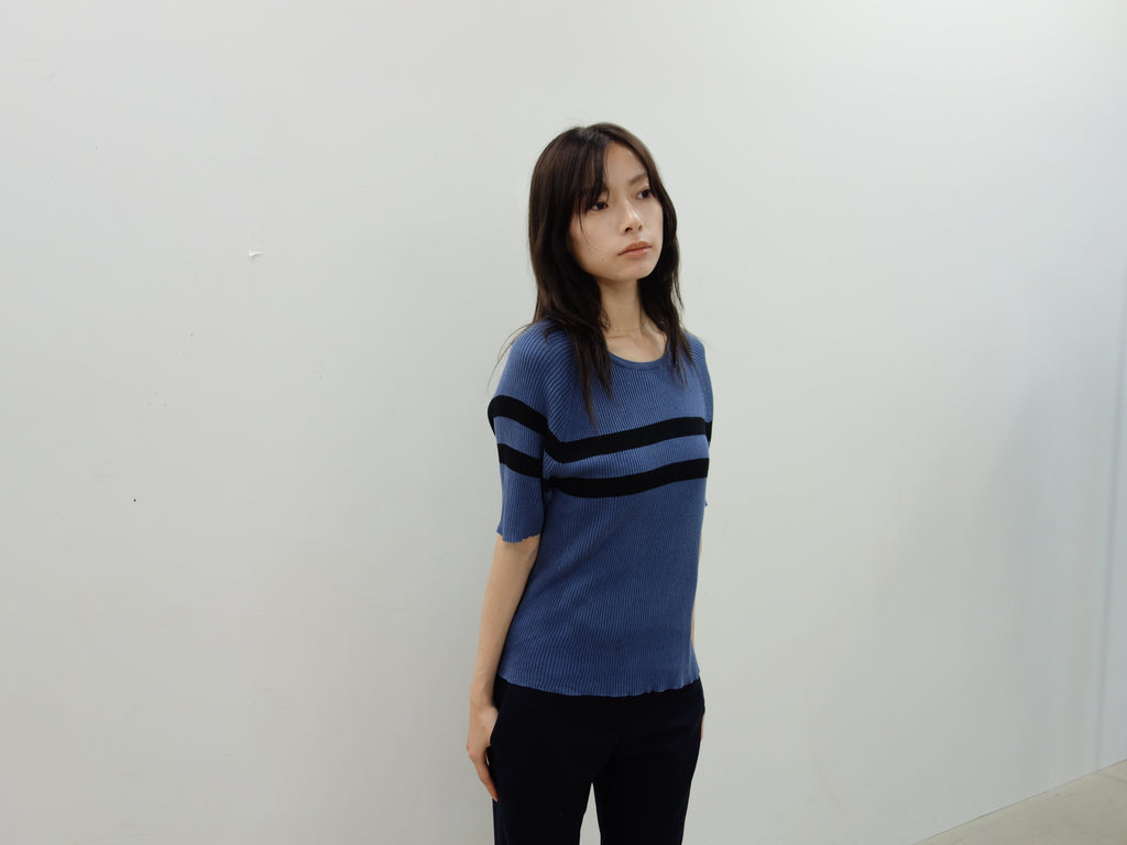 vintage blue striped knit top