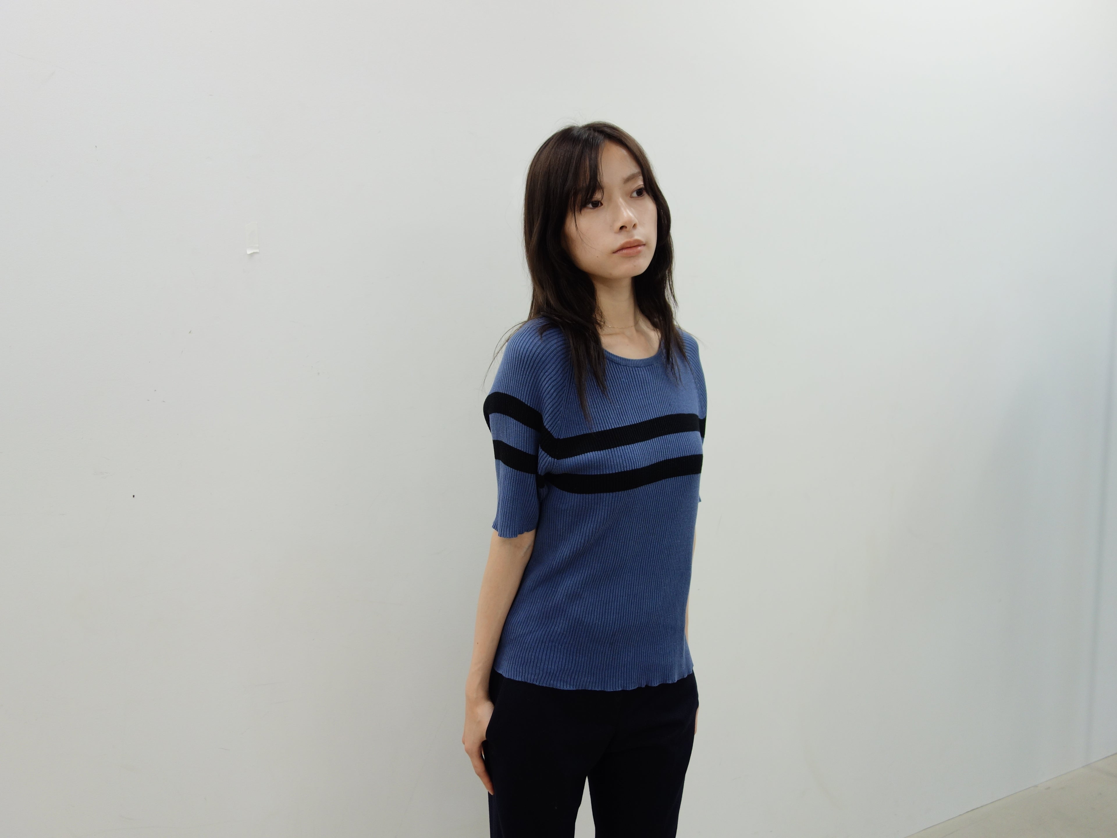 vintage blue striped knit top
