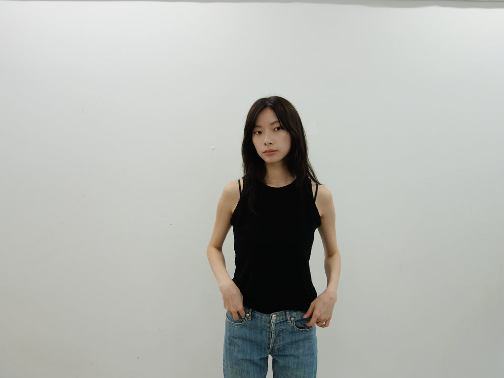vintage black textured tank