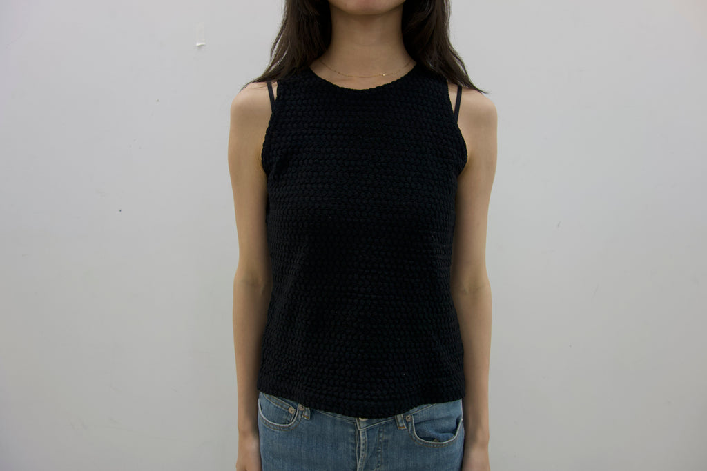 vintage black textured tank