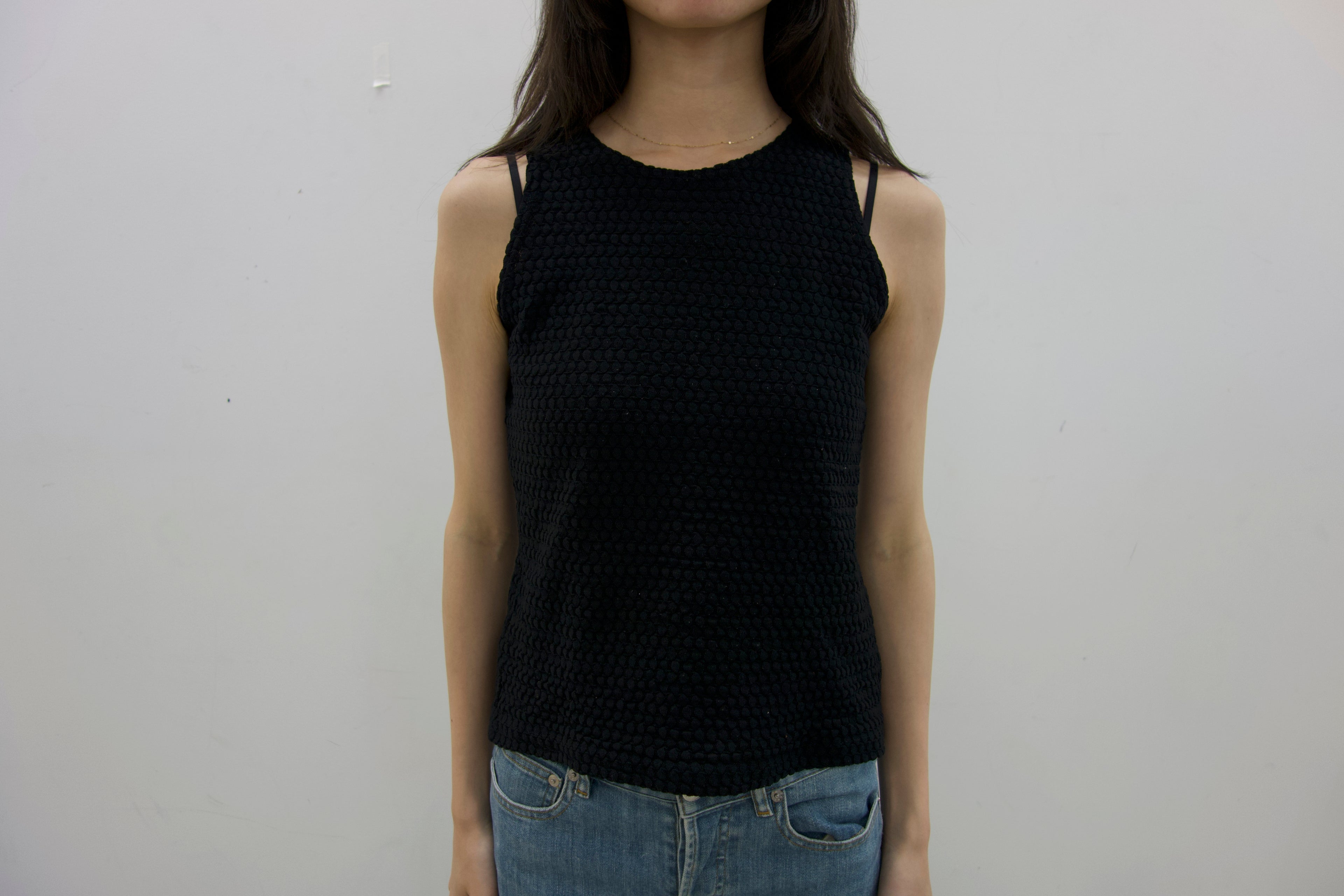 vintage black textured tank