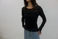 vintage black sheer ribbon long-sleeve